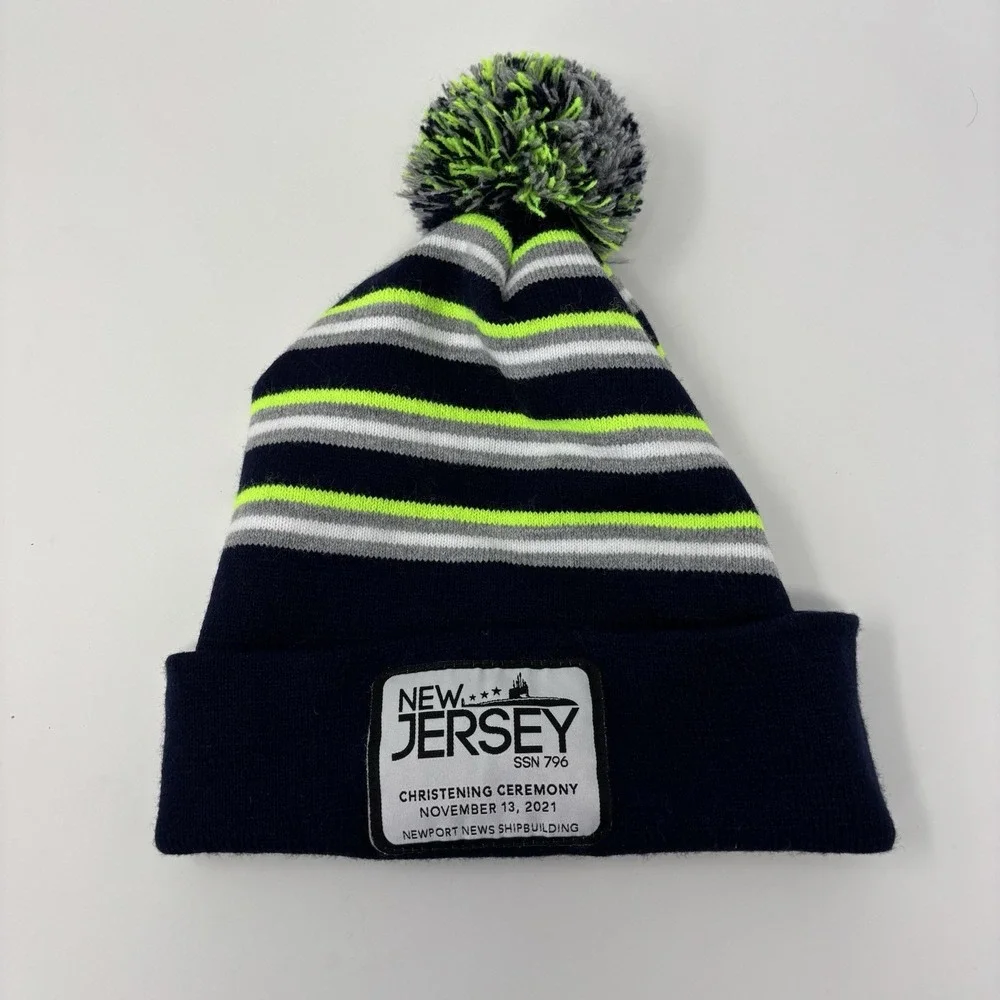 USS New Jersey SSN 796 Submarine Christening Ceremony Pom-Pom Beanie 11/13/2021